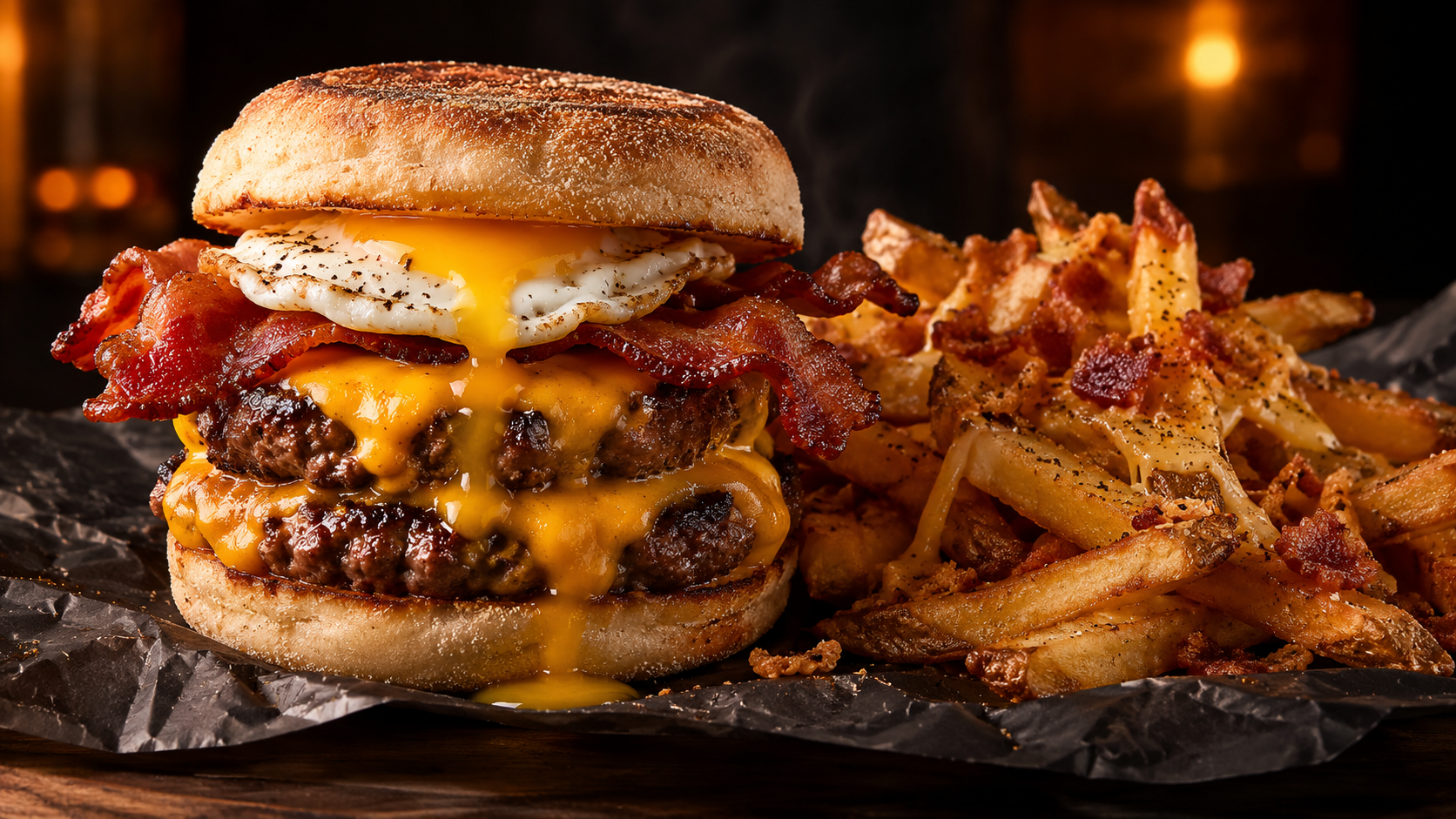 Forkie breakfast burger with loaded fries